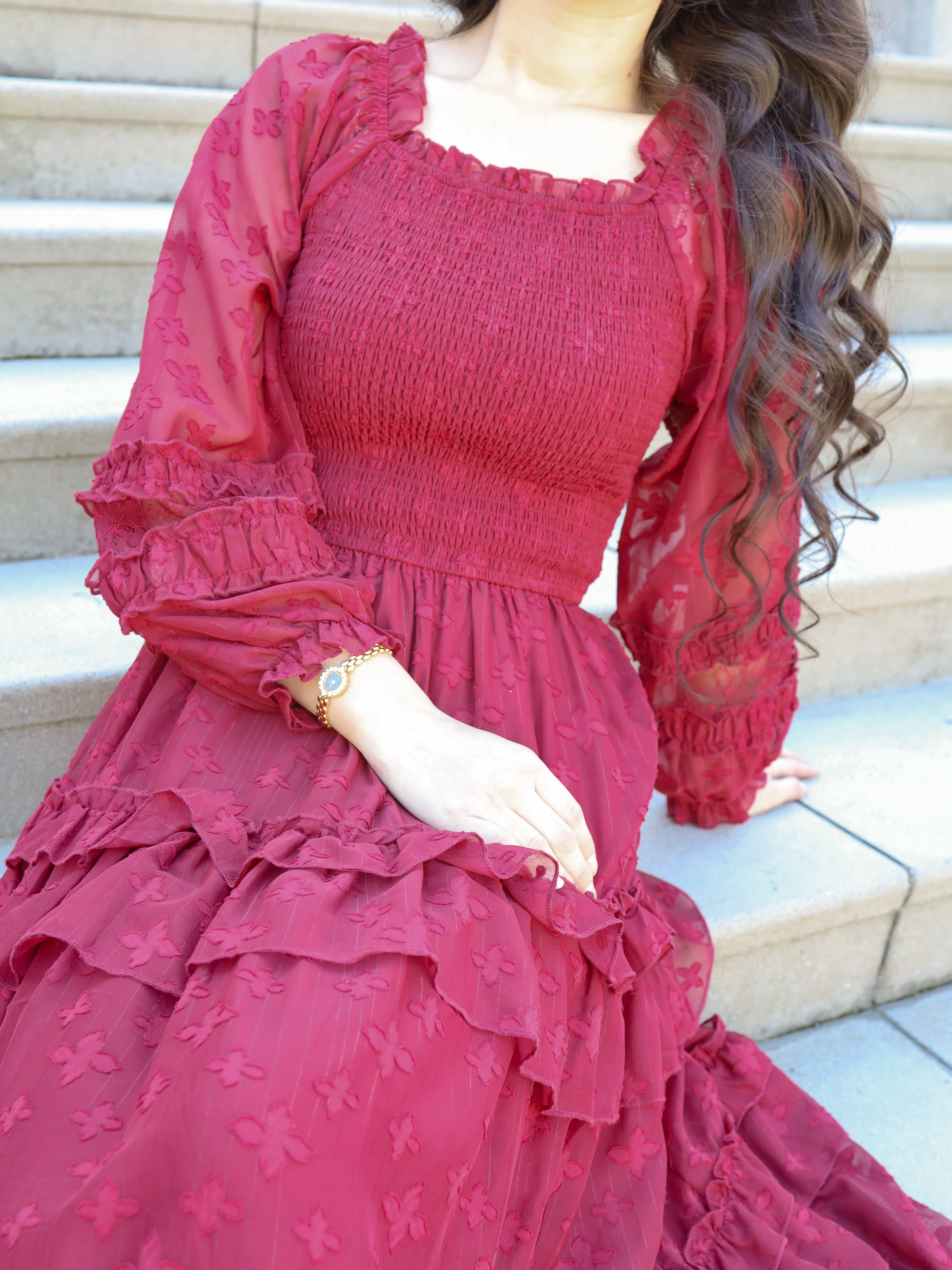 Glittering Garden Dress - Garnet - Image 2
