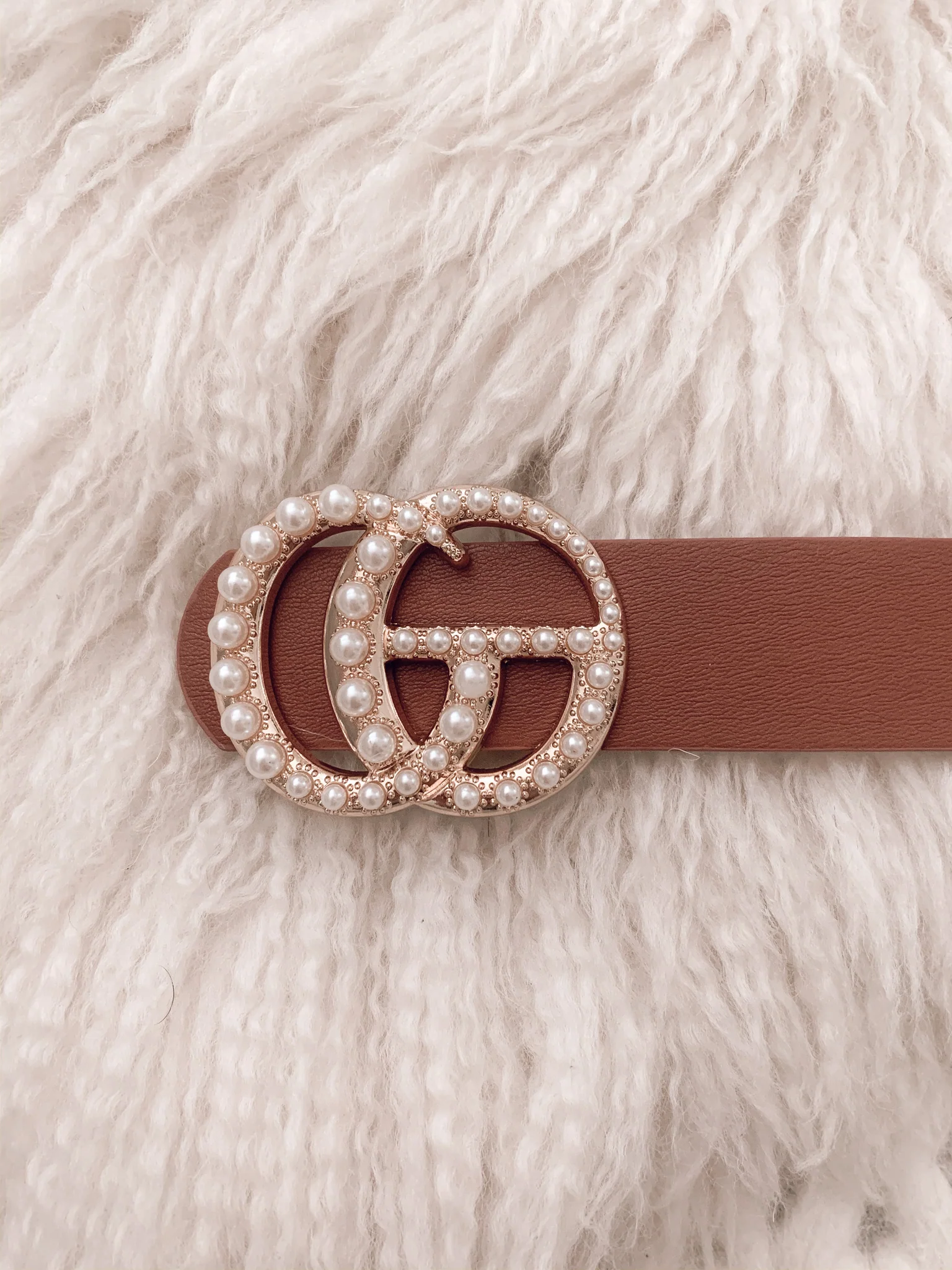 Lexie Belt w/ Pearls in Black, Cognac, Nude, & Red - Image 3