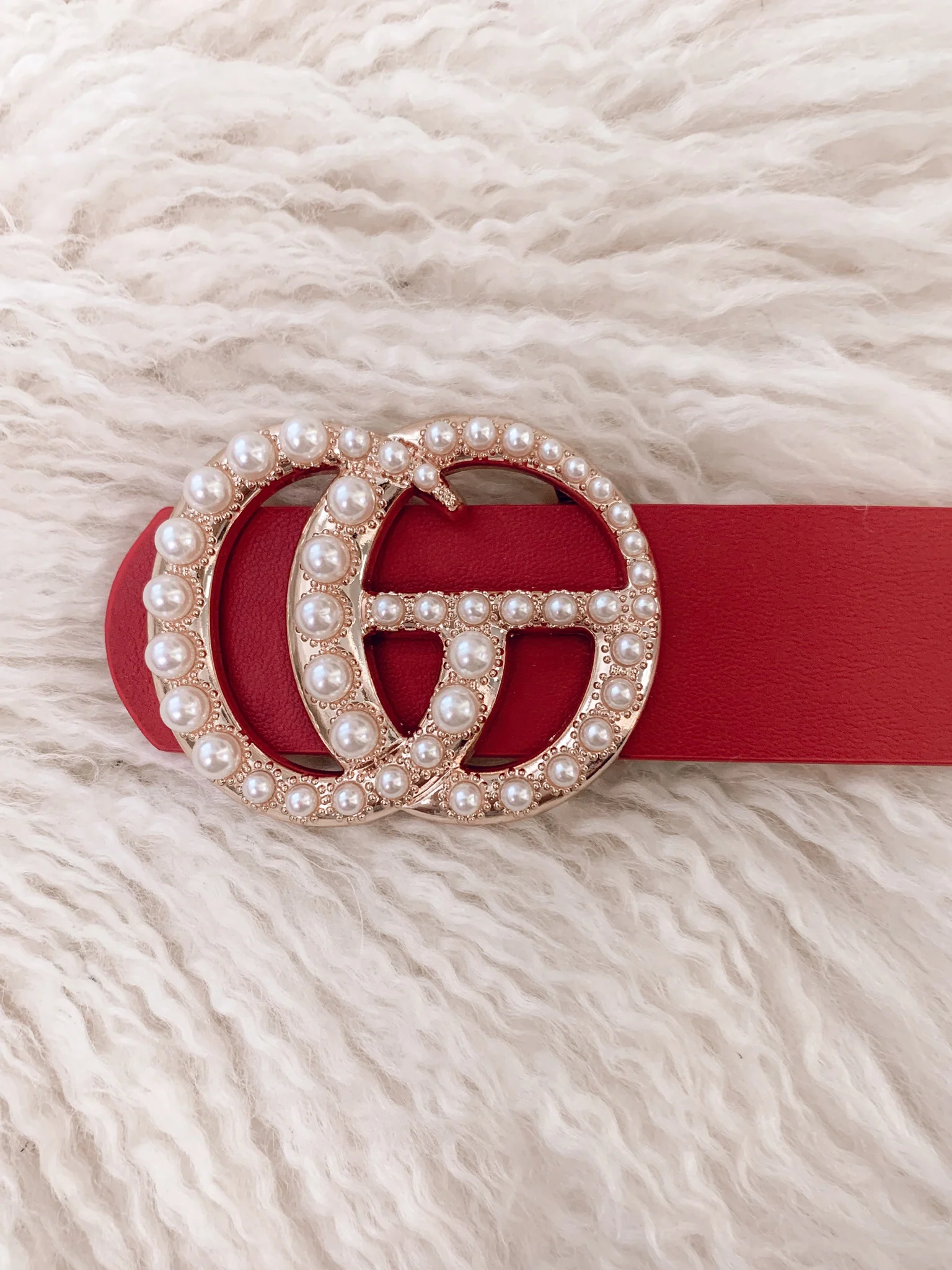Lexie Belt w/ Pearls in Black, Cognac, Nude, & Red - Image 5