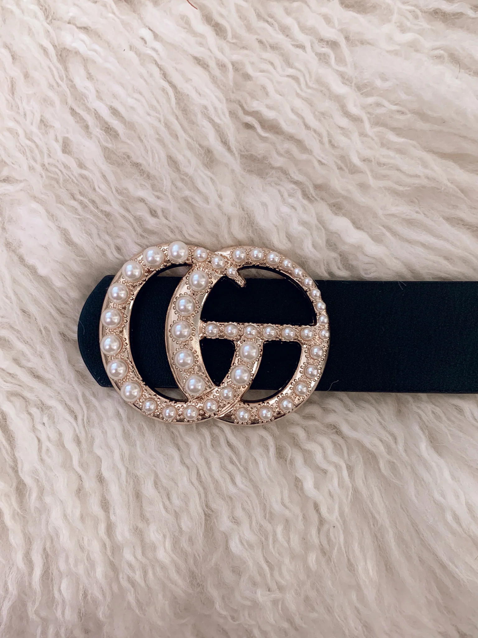 Lexie Belt w/ Pearls in Black, Cognac, Nude, & Red - Image 6