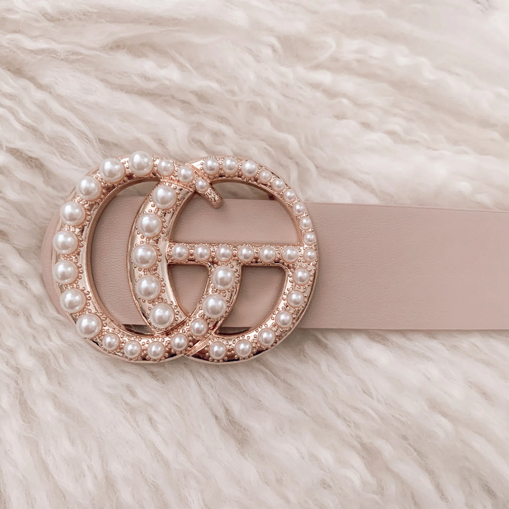 Lexie Belt w/ Pearls in Black, Cognac, Nude, & Red - Image 7